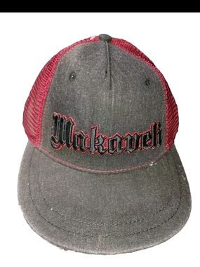 Makaveli Embroidered Trucker Hat - Black & Burgundy Snapback One Size Men's